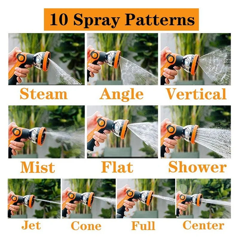 Garden Hose Nozzle 10-Pattern Metal Spray with Thumb Control