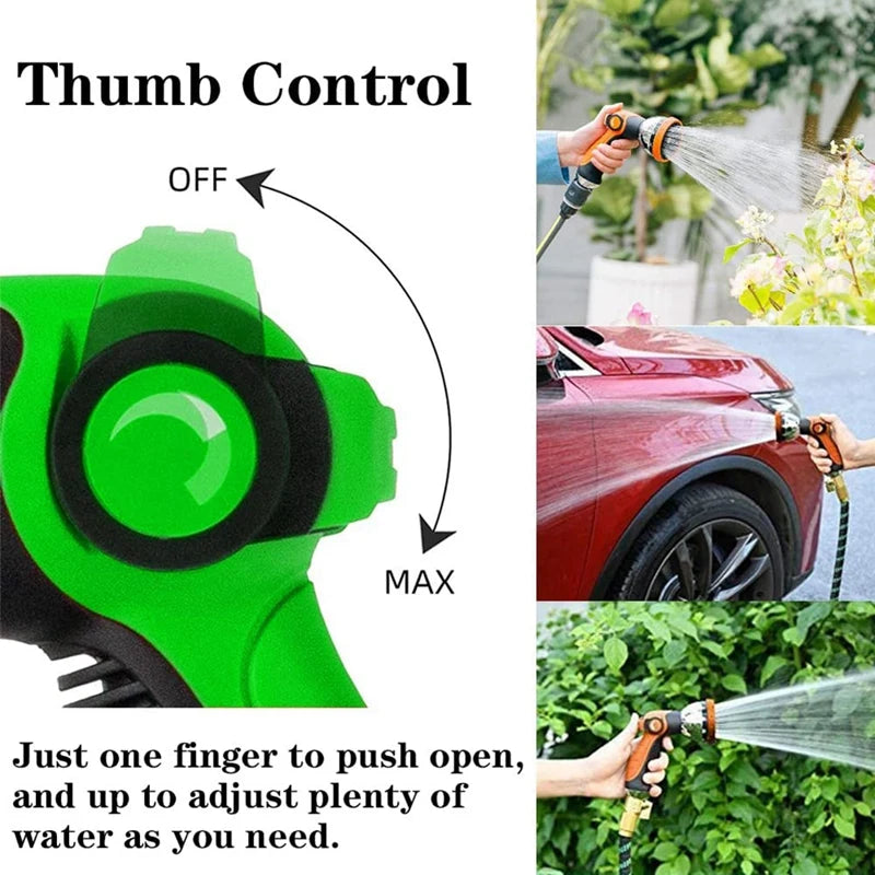 Garden Hose Nozzle 10-Pattern Metal Spray with Thumb Control