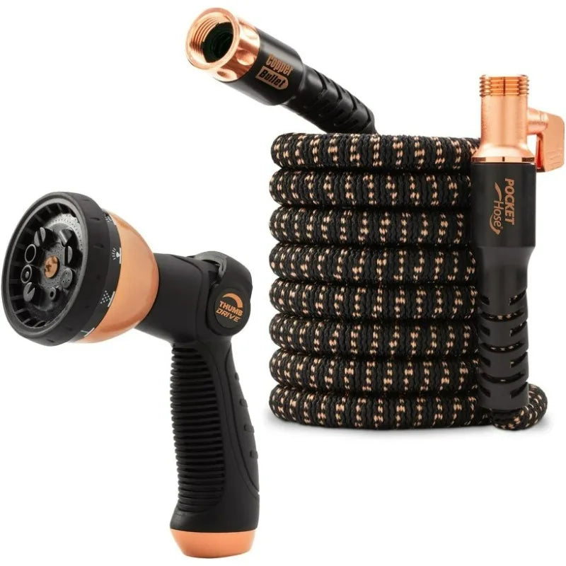 Expandable 50FT Pocket Hose Copper Bullet w/10 Spray Patterns