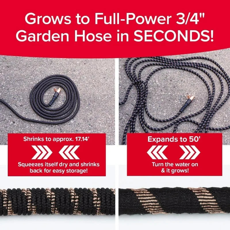 Expandable 50FT Pocket Hose Copper Bullet w/10 Spray Patterns